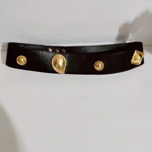 EDOUARD RAMBAUD Leather  Belt with Gold Metal  Size 7,5 Vintage